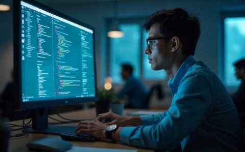 PGDCA student learning software applications and coding.